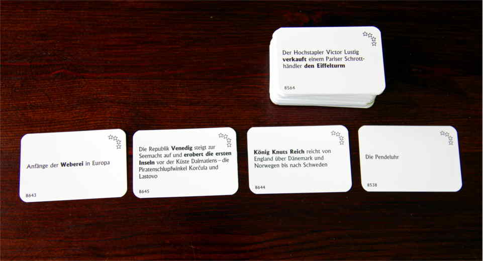 Anno Domini Spiel Das Kartenspiel Mit Ereignissen Rezension Beim Anno Domini Spiel bringt man Ereignisse chronologisch in die richtige Reihenfolge