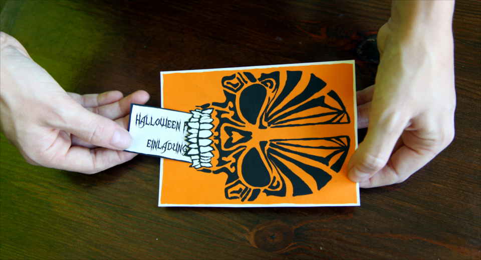 Halloween Party Invitation Card Skull Do It Yourself Tutorial This Halloween invitation card have an insert pocket for the text as a special effect