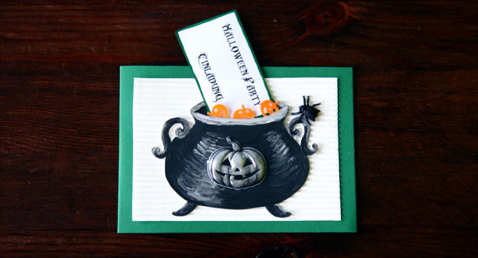 6 Halloween Card Ideas Easy Diy With Free Templates The witch cauldron fits any Halloween party theme