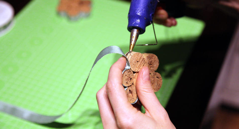 Cork Christmas Ornaments How To Craft Pretty Snowflakes Tutorial Fot the cork Christmas ornaments you need ribbon to decorate the discs