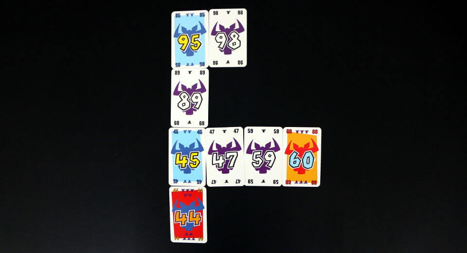 6 Nimmt Sei Bei Diesem Spiel Blo Kein Hornochse Rezension 6 nimmt! - Beispiel für Reihen auf dem Tisch