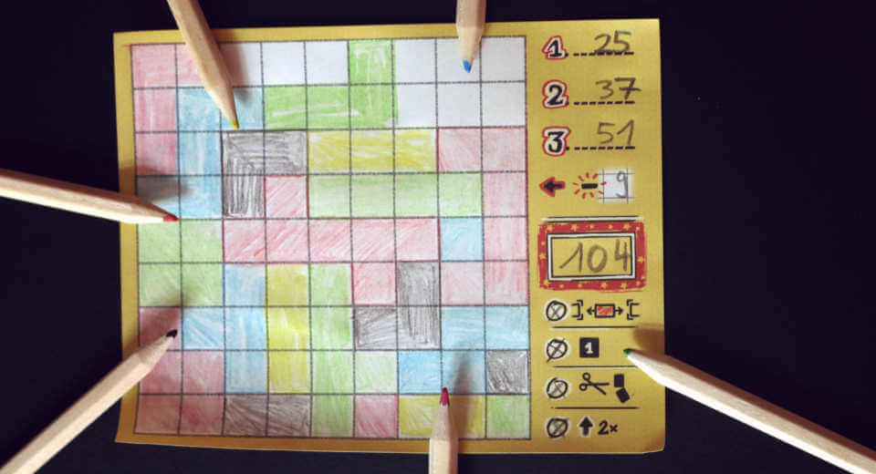 Patchwork Doodle Ein Zeichenspiel Mit K Pfchen Rezension Ausgefüllter Zettel bei Patchwork Doodle
