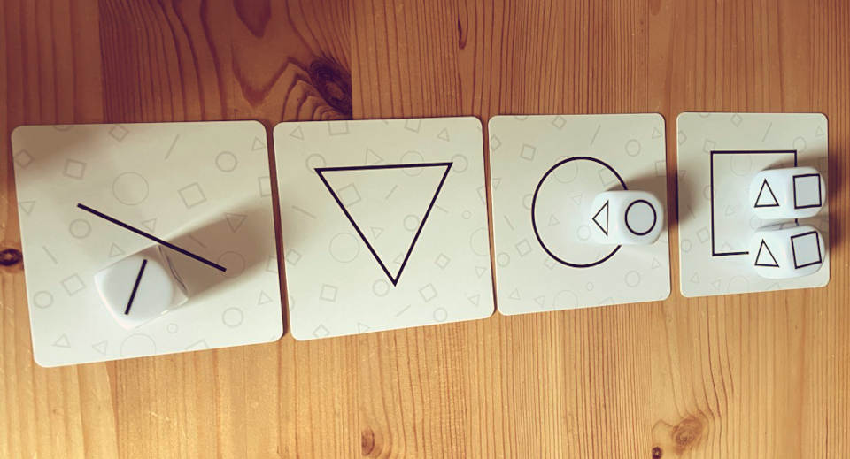 Artbox Board Game Is There An Abstract Artist In You Review Which abstract shapes are available to draw in this round is diced in the Artbox board game
