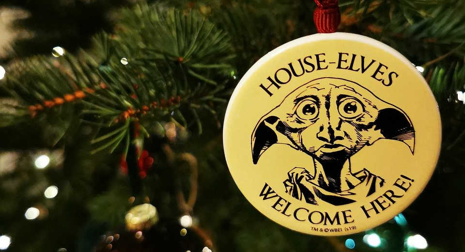 Christmas At Hogwarts Have A Magical Christmas With Harry Potter A Christmas tree tag with the house elf Dobby