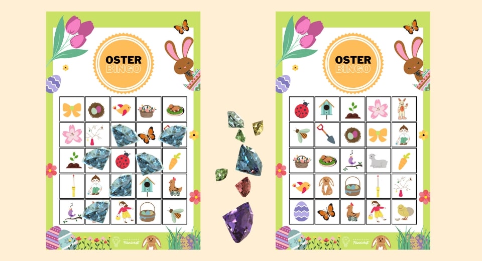 Oster Bingo Zum Ausdrucken Gratis Osterspiel F R Kinder Und Familie Das Oster-Bingo zum ausdrucken besteht aus 20 Bingokarten und Bildkärtchen