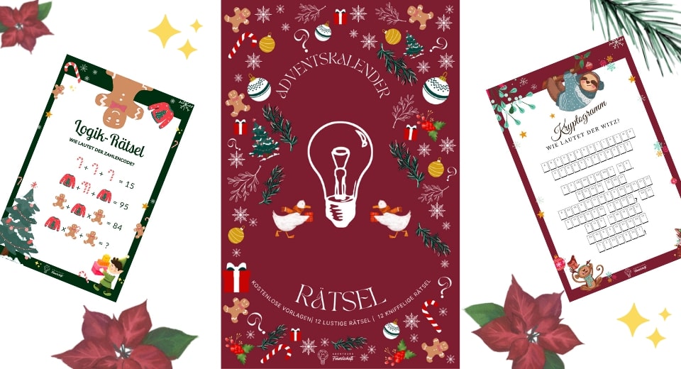 Kostenlose Adventskalender Rätsel für Erwachsene in verschiedenen Schwierigkeitsgraden