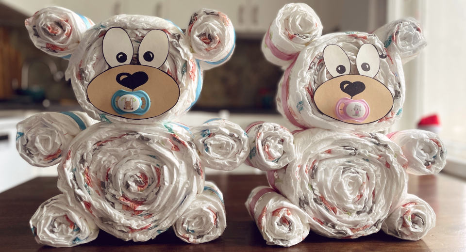 Windelb R Basteln So Gelingt Ein Supers Er Teddy Anleitung "Windelbären basteln als Geschenk zur Geburt von Zwillingen"