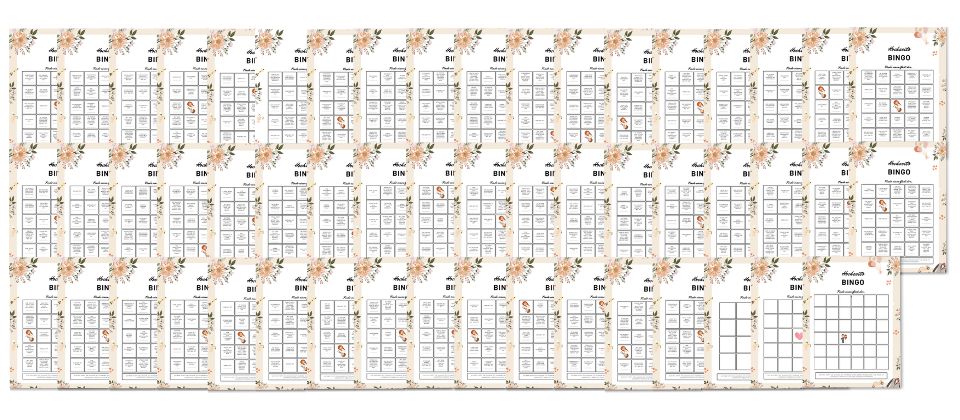 Hochzeitsbingo Hochzeits-Bingo zum ausdrucken mit 50 Bingokarten