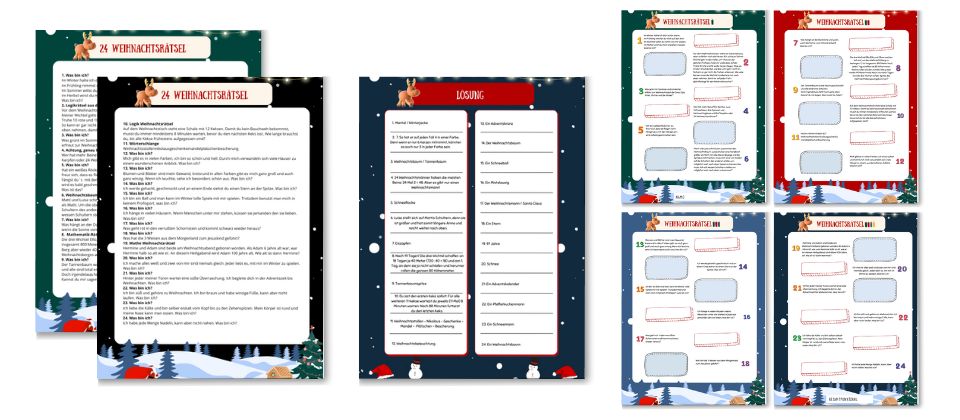 Weihnachtsr Tsel F R Kinder Weihanchtsrätsel-Spiel für Kinder ab 10 Jahren zum ausdrucken