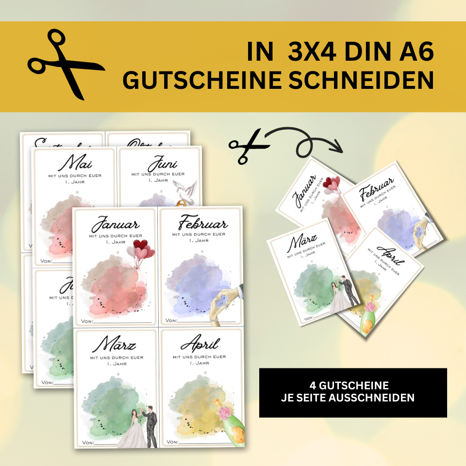 Mit Uns Durch Das 1 Ehejahr Hochzeitsspiel Amp Geschenk 12 Gutscheine Hochzeit Produktbild 10