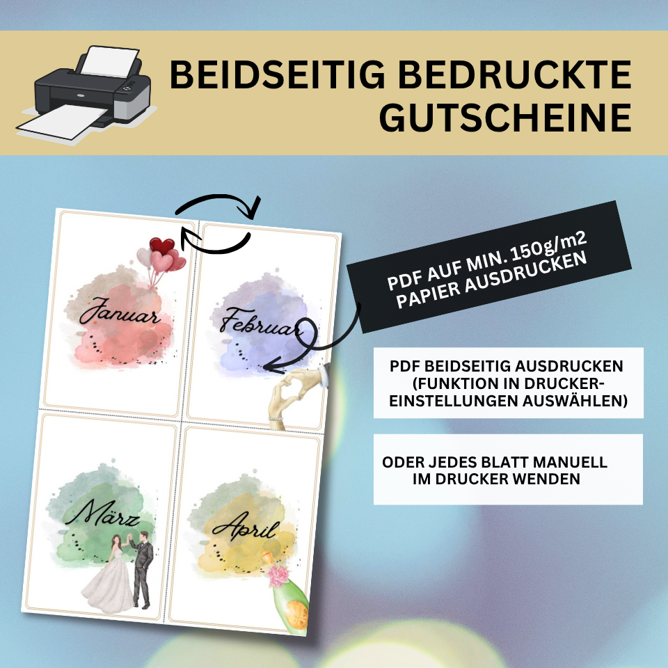Mit Uns Durch Das 1 Ehejahr Hochzeitsspiel Amp Geschenk 12 Gutscheine Hochzeit Produktbild 8