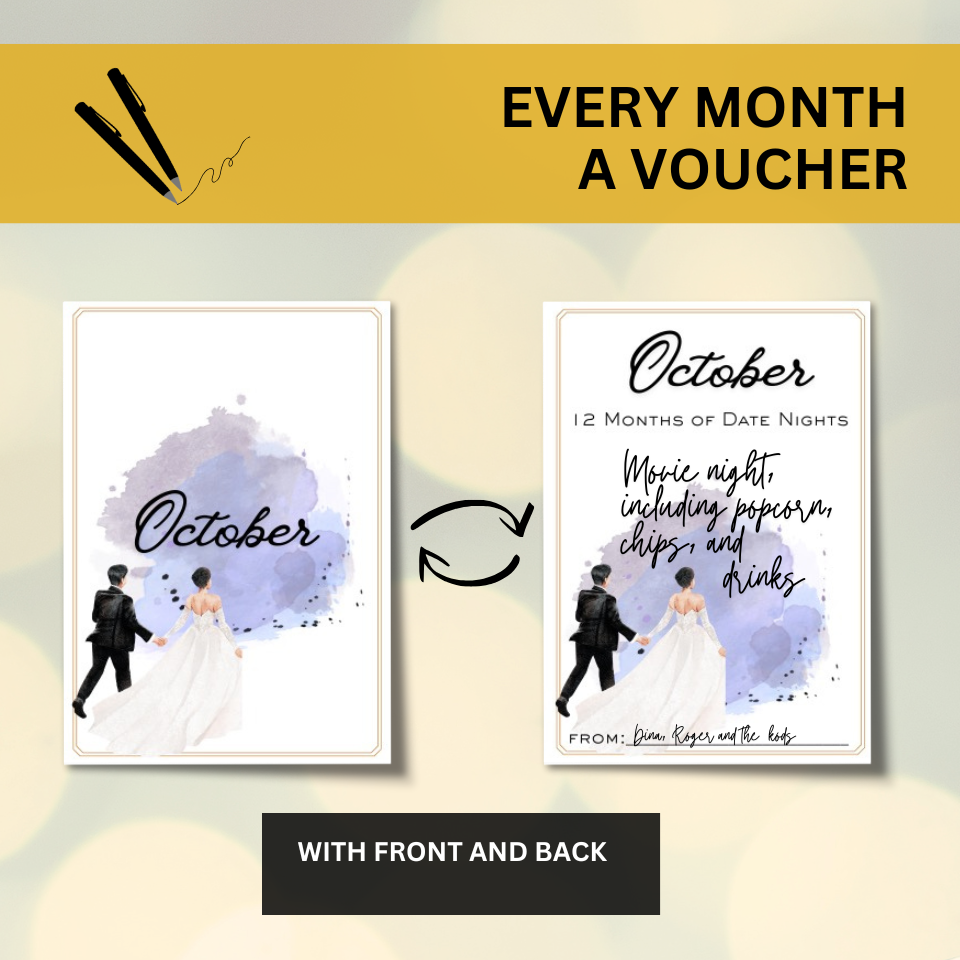 12 Months Of Date Nights For The Newlyweds Wedding Game Amp Gift 12 Months Date Nights Productimage 7